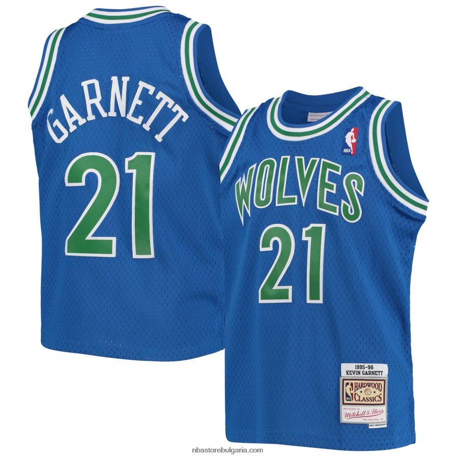 NBA JZ8F0216848 минесота тимбъруулвс кевин гарнет мичъл и нес синя твърда дървесина класика swingman фланелка