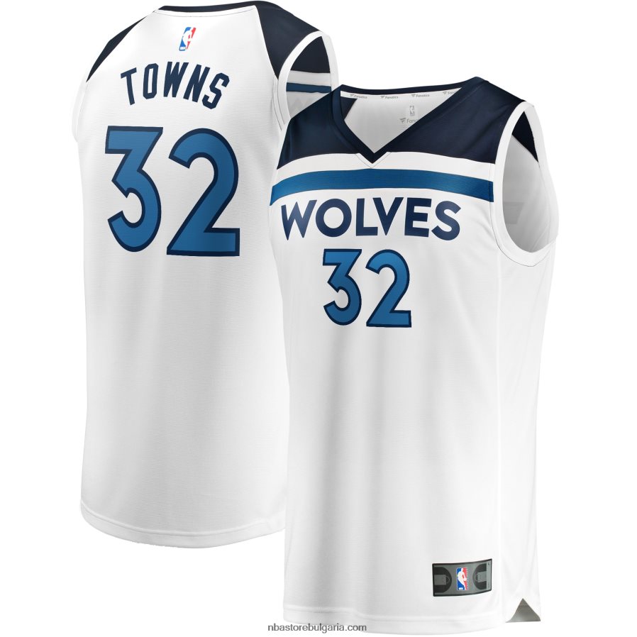 NBA JZ8F0217332 Минесота Тимбъруулвс Карл-Антъни Таунс бяла фланелка за бърз брейк реплика на играч