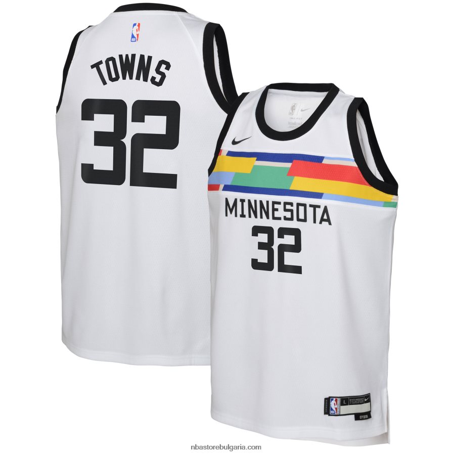 NBA JZ8F0218563 минесота тимбъруулвс карл-антони таунс nike бяла фланелка swingman