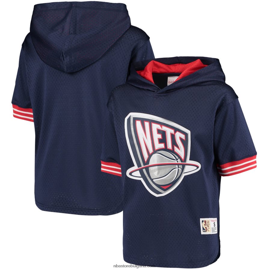 NBA JZ8F0218880 нови трикотажни мрежи mitchell & ness blue hardwood classics непобедена тениска с качулка