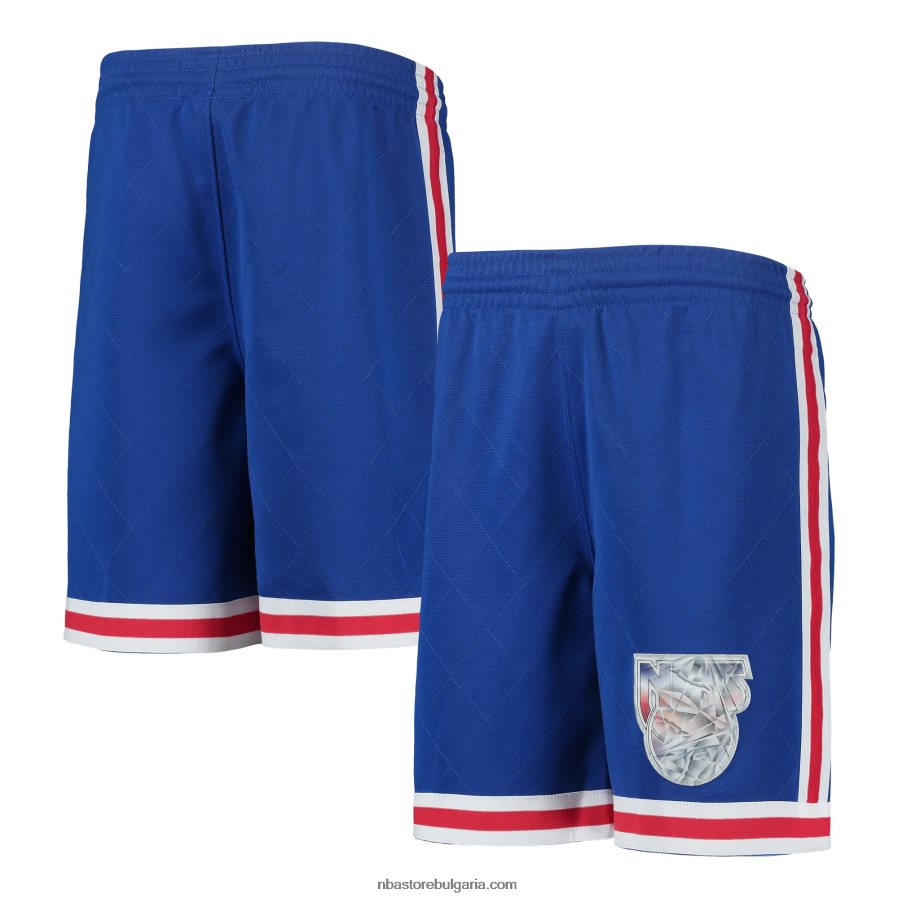 NBA JZ8F0219602 Ню Джърси мрежи Митчъл и Нес сини 1993 твърда класика 75th годишнина swingman шорти
