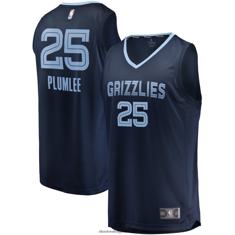 NBA JZ8F0219349 memphis grizzlies miles plumlee navy fast break реплика на фланелка