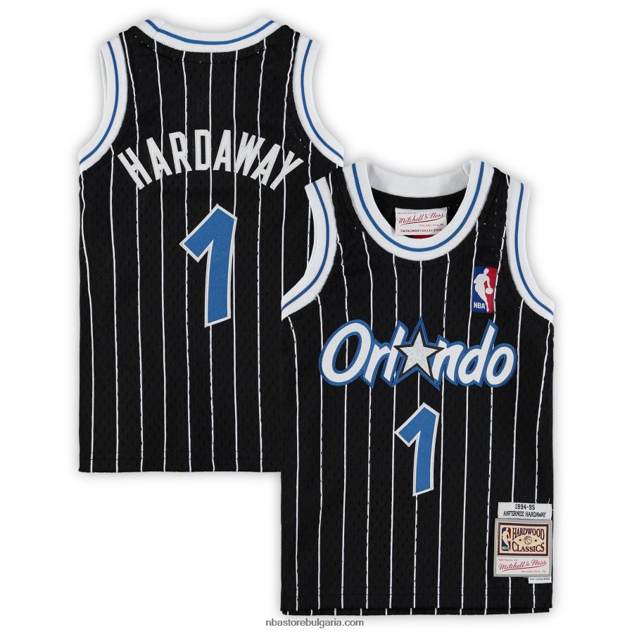 NBA JZ8F0216832 orlando magic penny hardaway черна твърда дървесина класически фланелка на пенсиониран играч