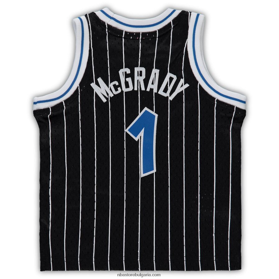 NBA JZ8F0217104 orlando magic tracy mcgrady black hardwood classics пенсиониран играч фланелка