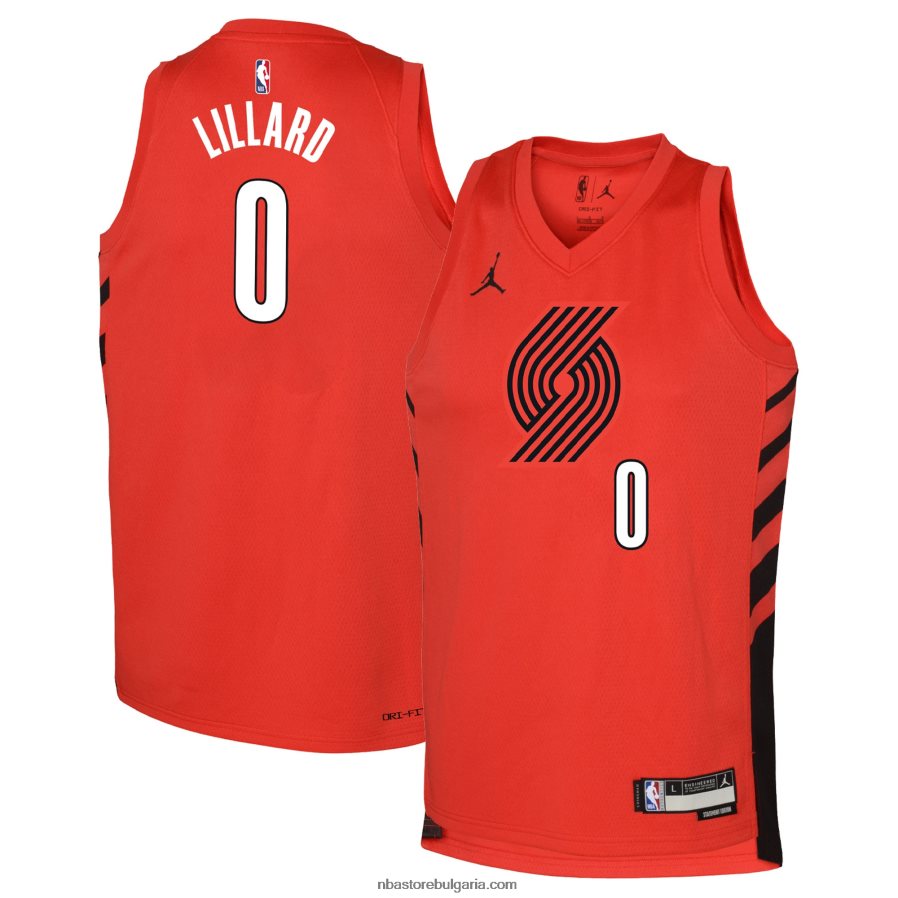 NBA JZ8F0216768 портланд трейл блейзърс дамян лилард джордан марка червена фланелка суингмен