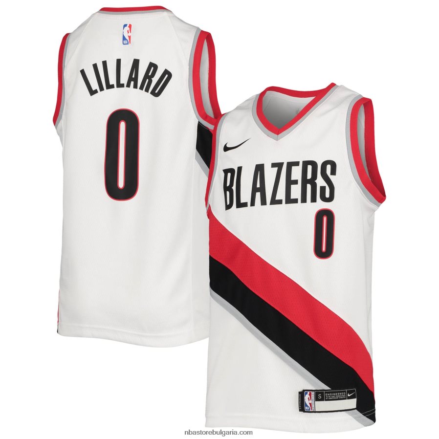 NBA JZ8F0216786 portland trail blazers damian lillard nike бяла фланелка swingman