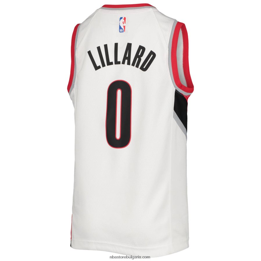 NBA JZ8F0216786 portland trail blazers damian lillard nike бяла фланелка swingman