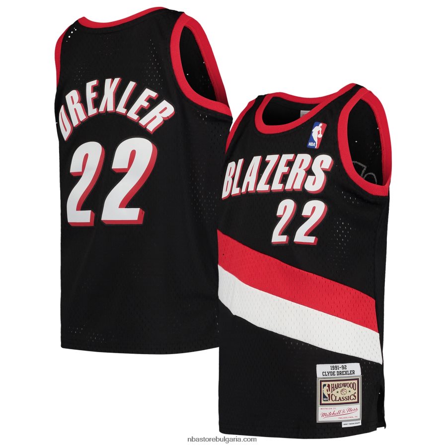 NBA JZ8F0217320 portland trail blazers clyde drexler mitchell & ness black hardwood classics swingman фланелка