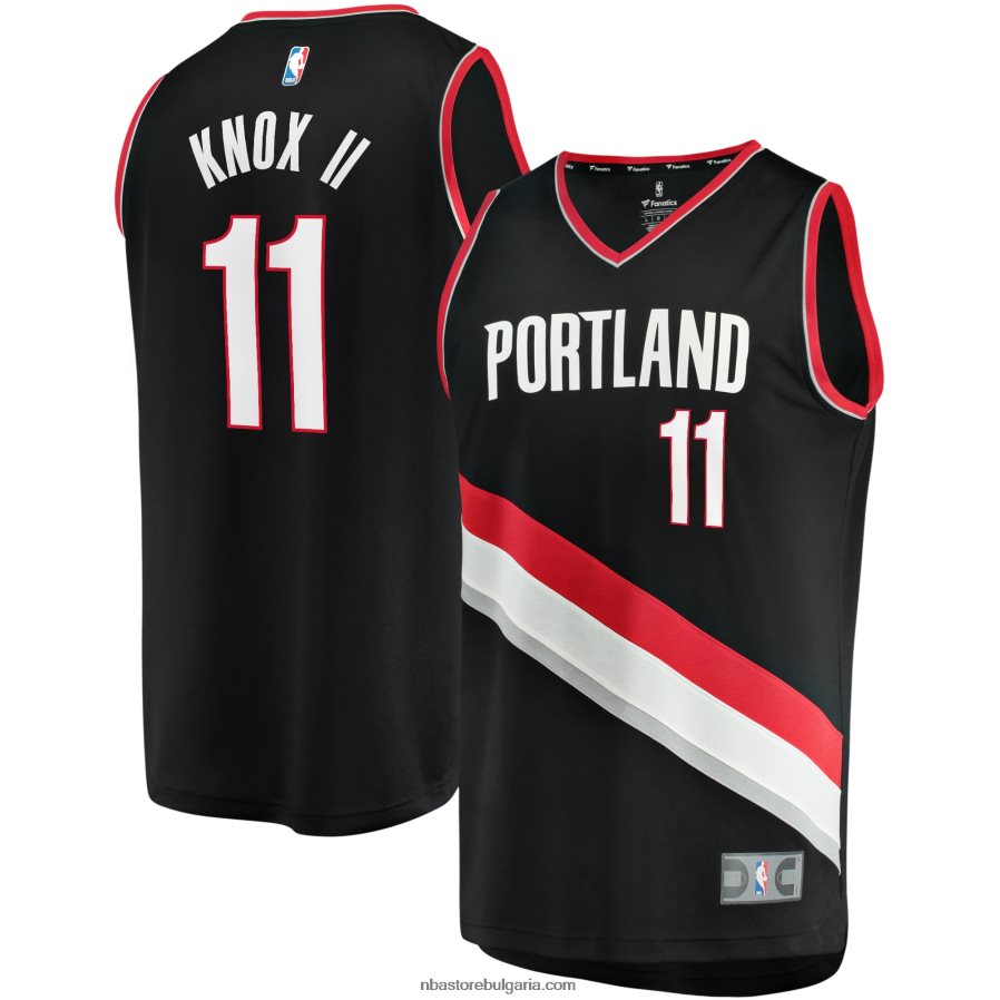 NBA JZ8F0217723 Портланд трейл блейзърс Кевин Нокс II черна фланелка на играч за бързо прекъсване
