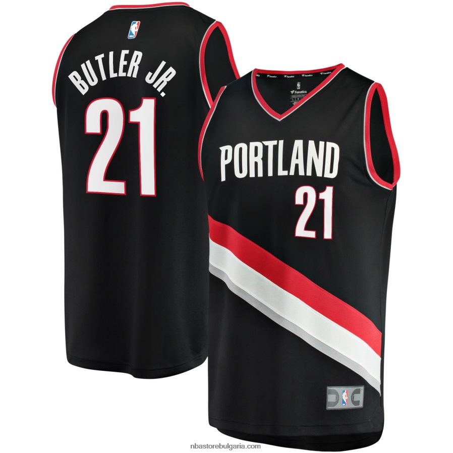 NBA JZ8F0218839 портланд трейл блейзърс джон бътлър мл. черна фланелка на играч за бързо прекъсване