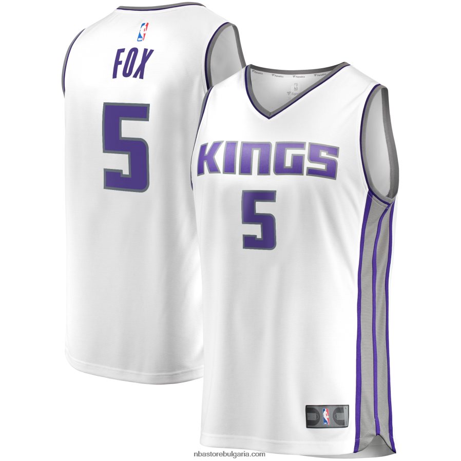 NBA JZ8F0216796 sacramento kings de'aaron fox white fast break реплика на фланелка на играч