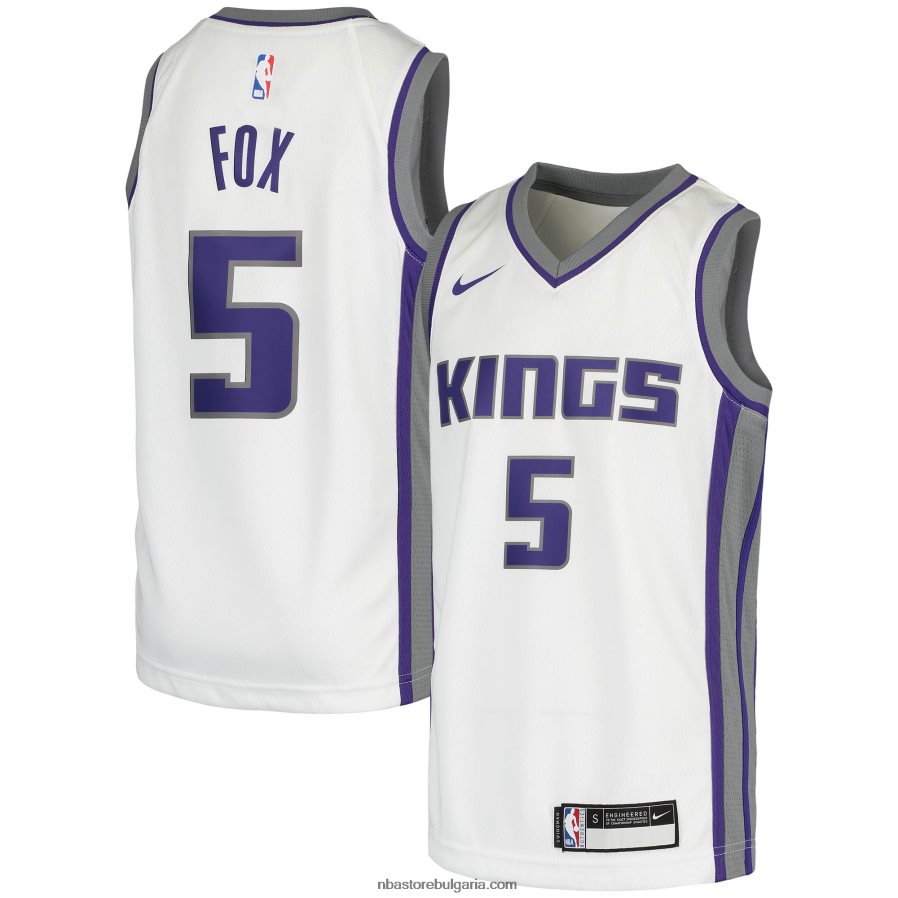 NBA JZ8F0217052 sacramento kings de'aaron fox nike бяла фланелка swingman