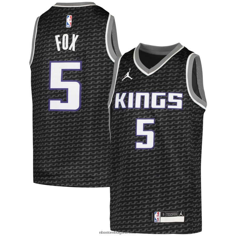 NBA JZ8F0217309 sacramento kings de\'aaron fox jordan brand black swingman фланелка