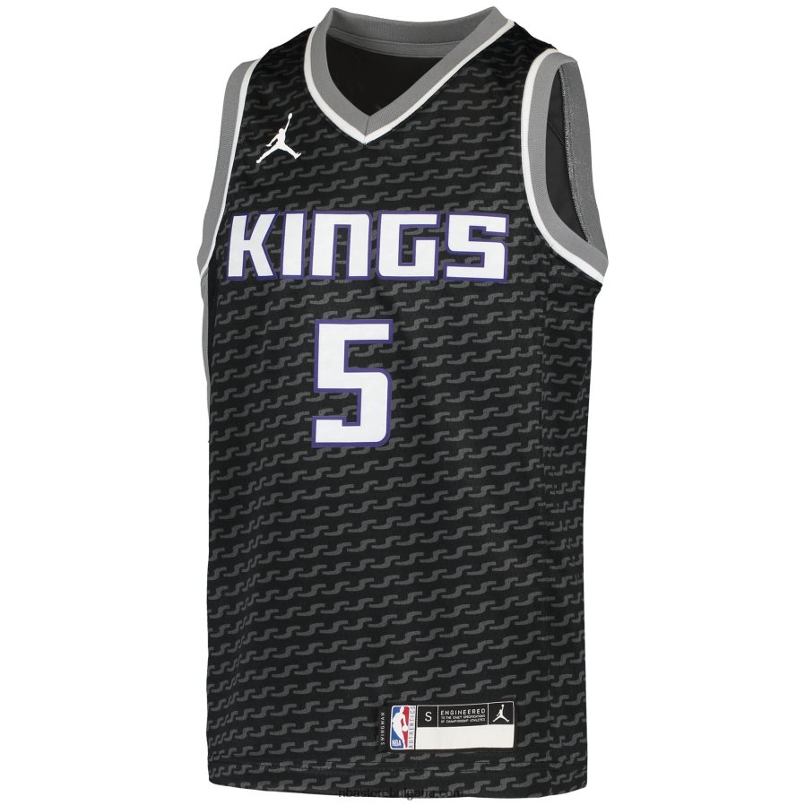 NBA JZ8F0217309 sacramento kings de\'aaron fox jordan brand black swingman фланелка