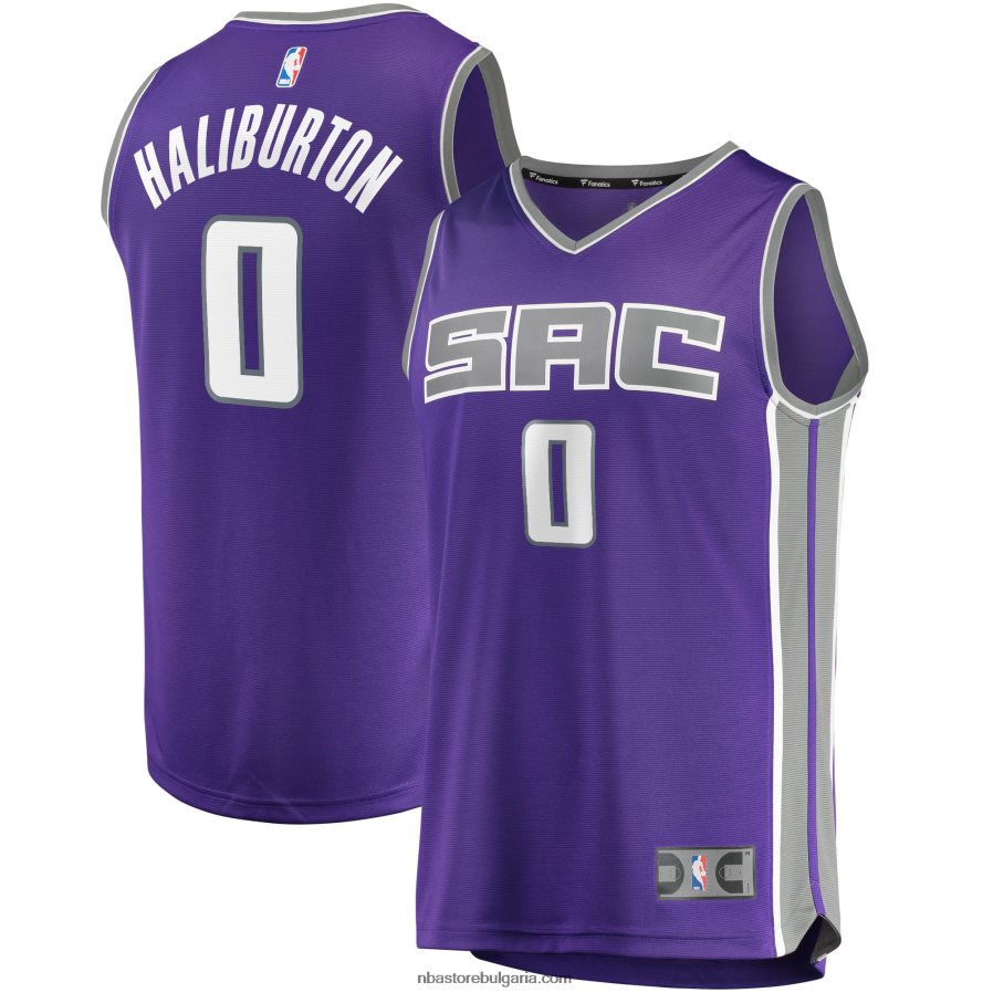 NBA JZ8F0217356 sacramento kings tyrese haliburton purple draft първия рунд избор бързо прекъсване реплика фланелка