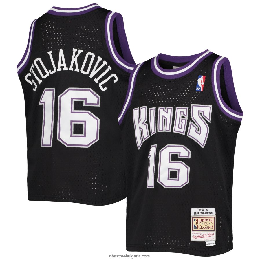 NBA JZ8F0217661 sacramento kings peja stojakovic mitchell & ness black hardwood classics swingman фланелка