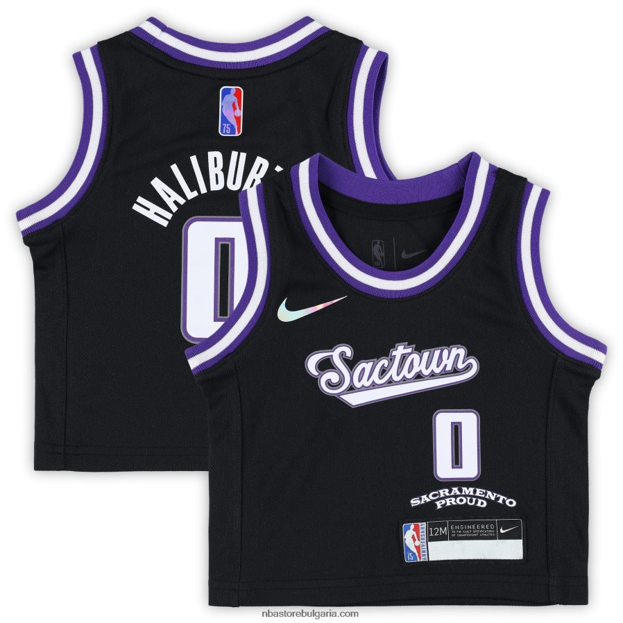 NBA JZ8F0217902 sacramento kings tyrese haliburton nike черна реплика на фланелка