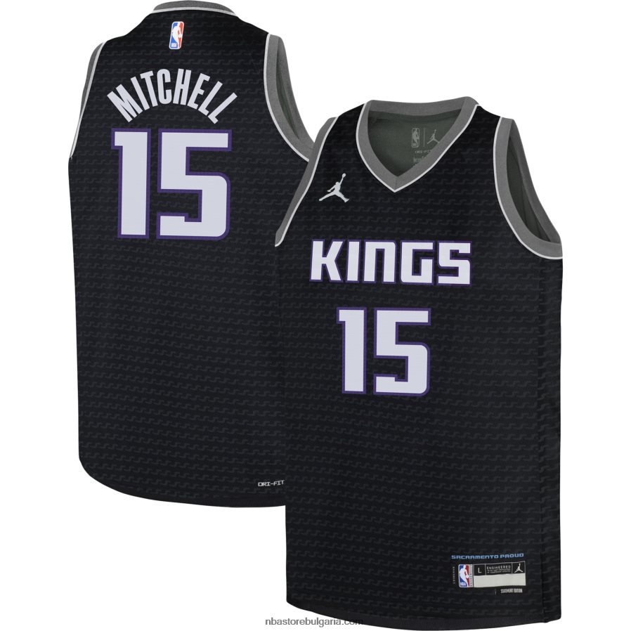 NBA JZ8F0218039 sacramento kings davion mitchell jordan black swingman фланелка