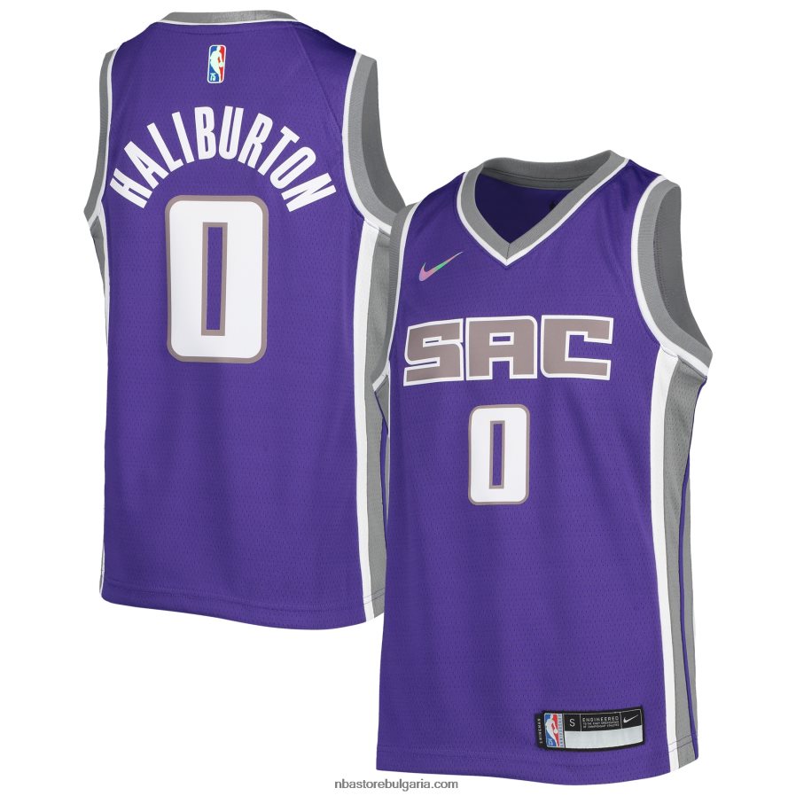 NBA JZ8F0218121 sacramento kings tyrese haliburton nike purple diamond swingman jersey