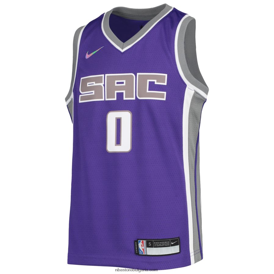 NBA JZ8F0218121 sacramento kings tyrese haliburton nike purple diamond swingman jersey