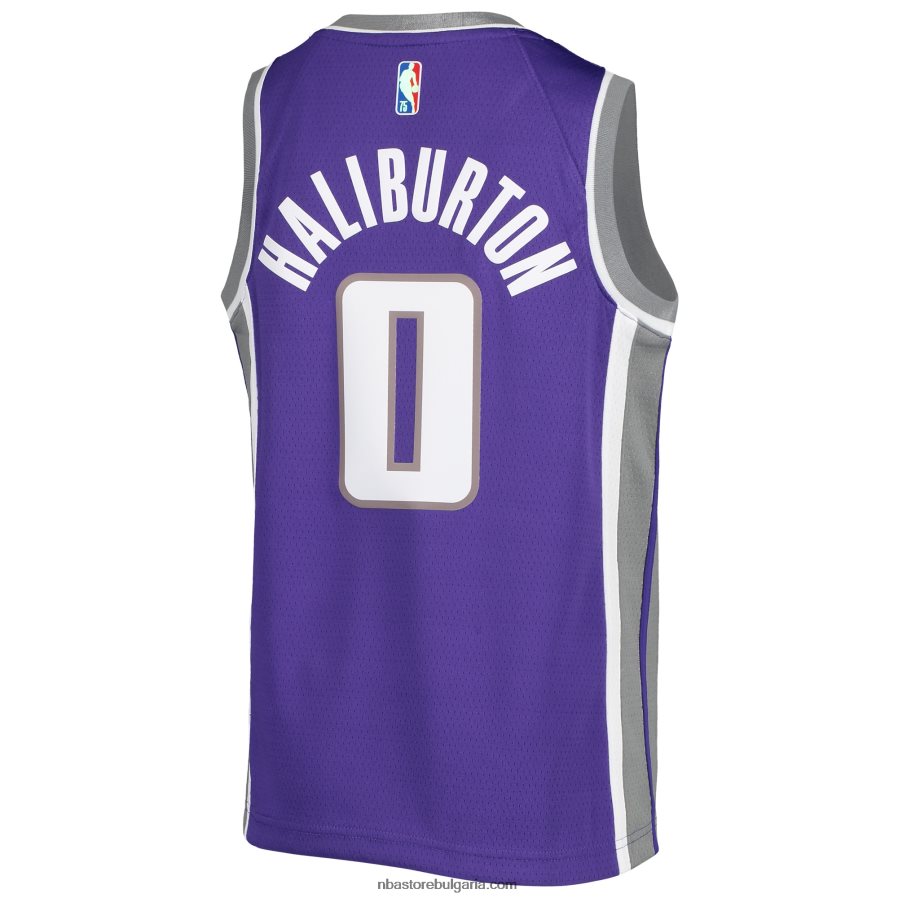NBA JZ8F0218121 sacramento kings tyrese haliburton nike purple diamond swingman jersey