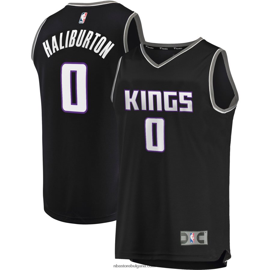 NBA JZ8F0218289 sacramento kings tyrese haliburton black fast break реплика на фланелка на играч