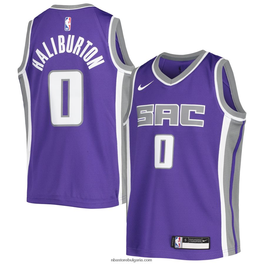 NBA JZ8F0218740 sacramento kings tyrese haliburton nike purple swingman jersey