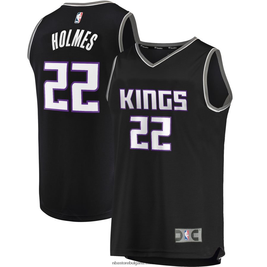 NBA JZ8F0218915 sacramento kings richaun holmes black fast break реплика на фланелка на играч