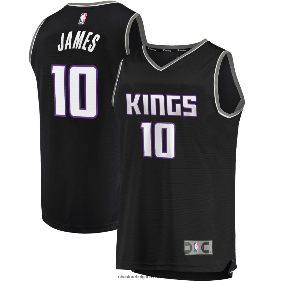 NBA JZ8F0219362 сакраменто кингс джъстин джеймс черен файст брейк реплика на фланелка