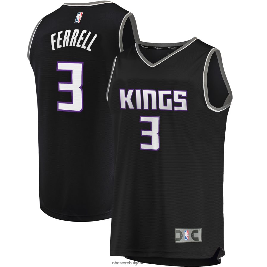 NBA JZ8F0219766 sacramento kings yogi ferrell black fast break replica фланелка на играч