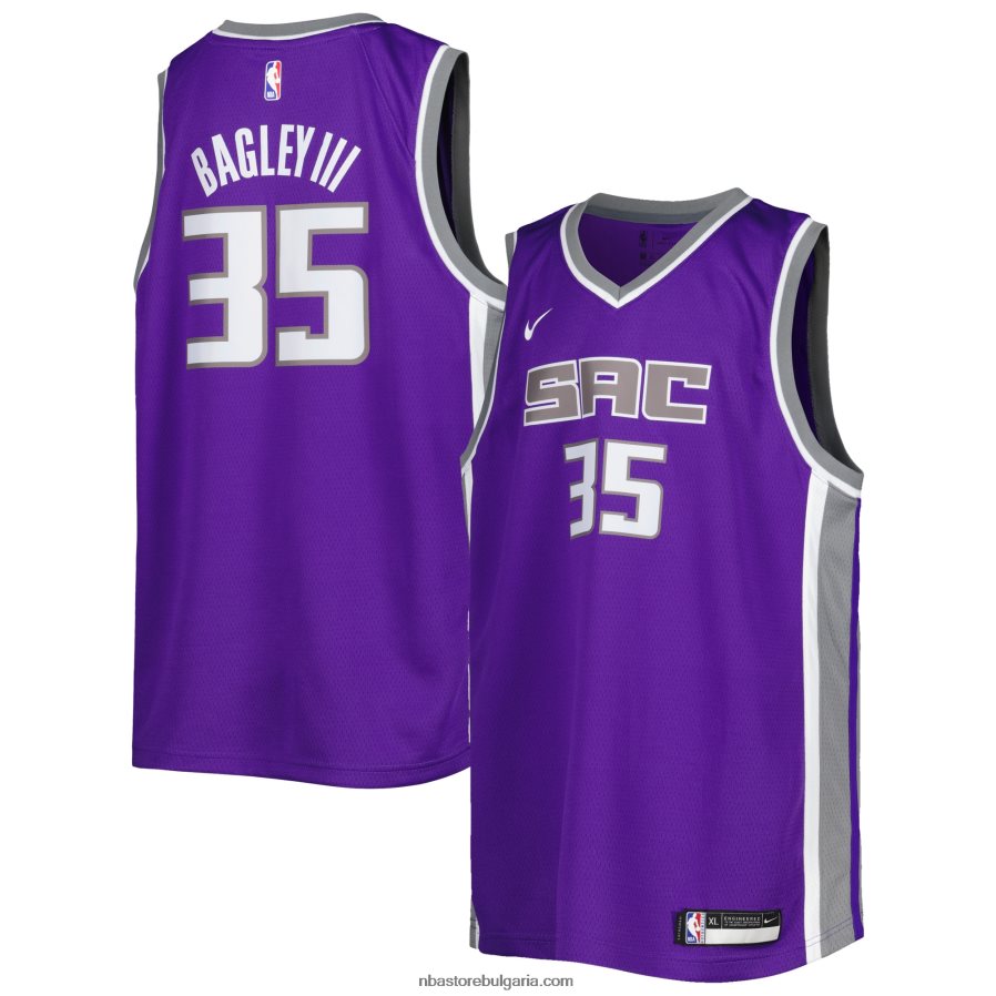 NBA JZ8F0219826 sacramento kings marvin bagley iii nike purple diamond swingman фланелка