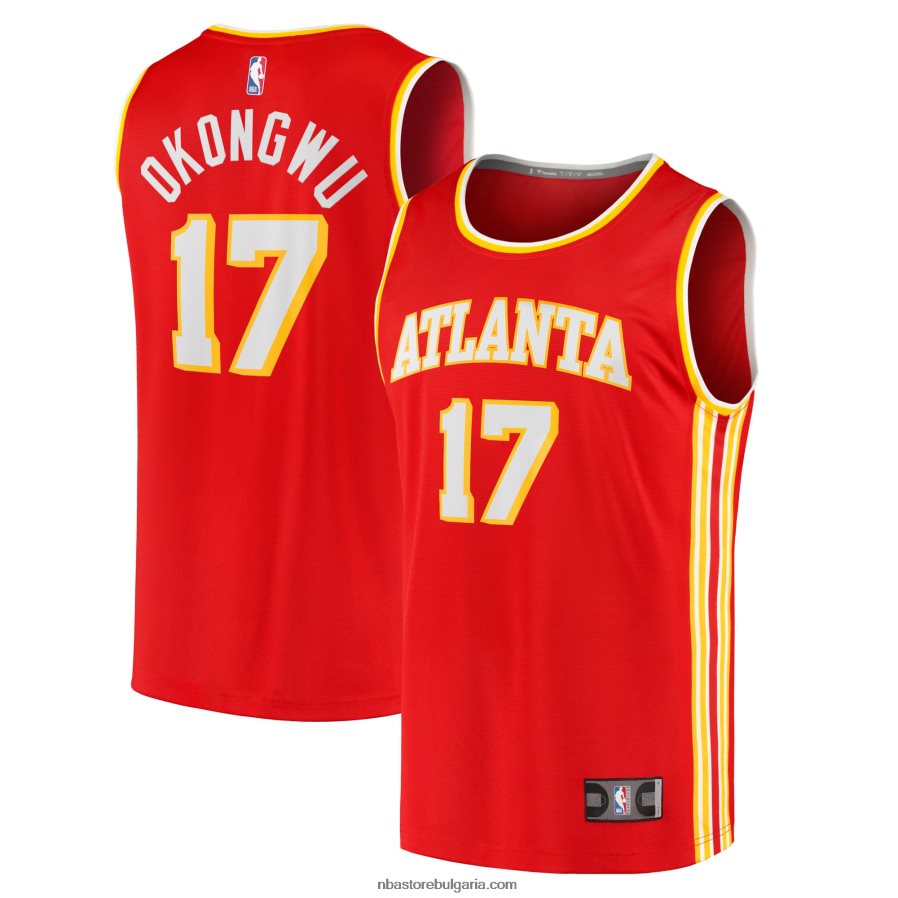 NBA JZ8F0218115 атланта хоукс onyeka okongwu червено 2020 драфт първи кръг избор бързо прекъсване реплика фланелка