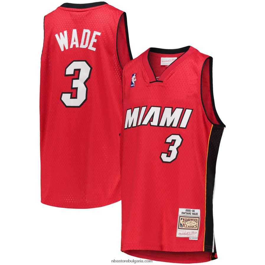 NBA JZ8F0216734 miami heat dwyane wade mitchell & ness red hardwood classics swingman фланелка