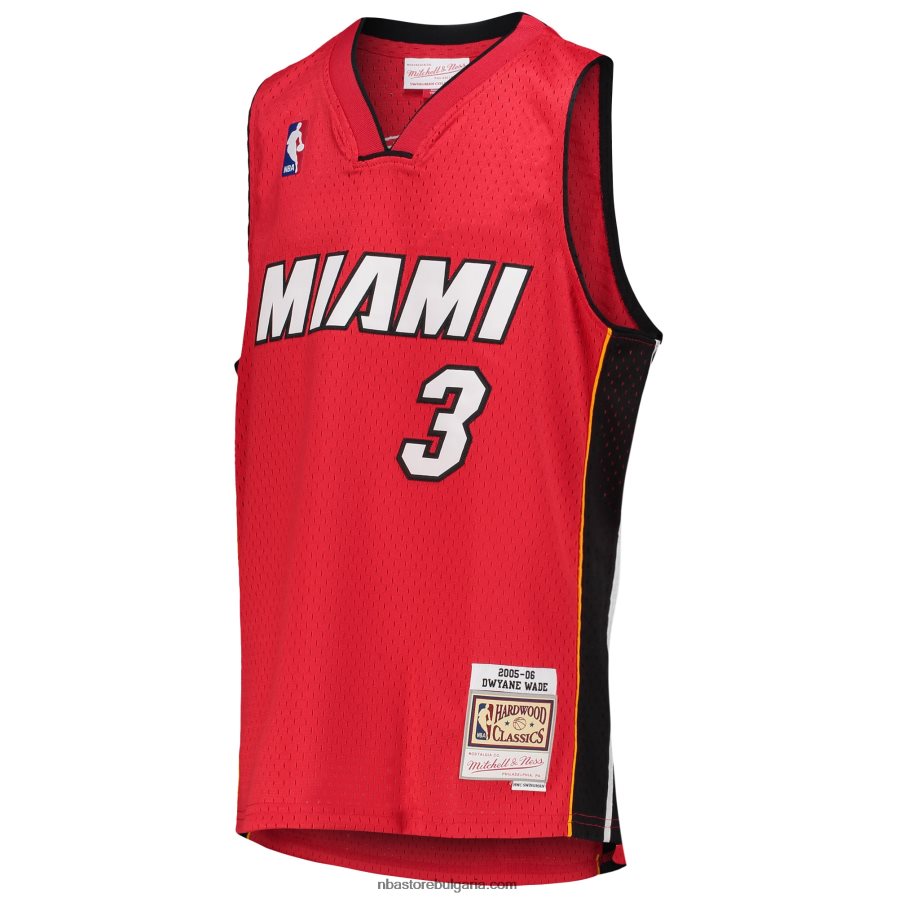 NBA JZ8F0216734 miami heat dwyane wade mitchell & ness red hardwood classics swingman фланелка