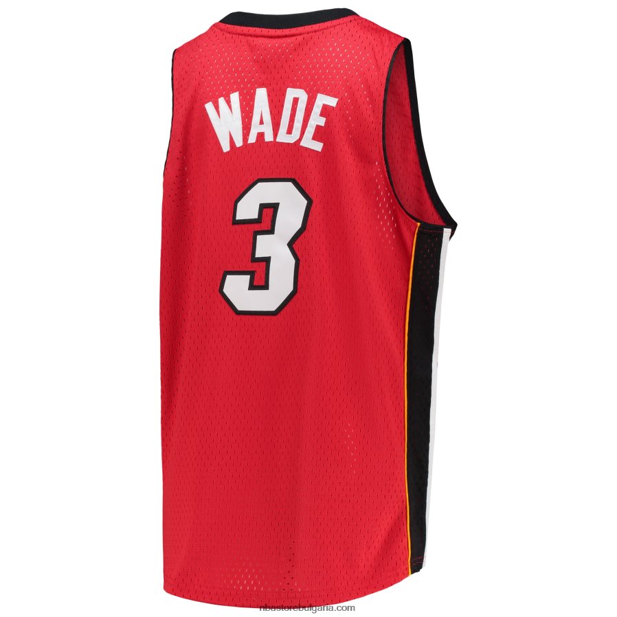 NBA JZ8F0216734 miami heat dwyane wade mitchell & ness red hardwood classics swingman фланелка