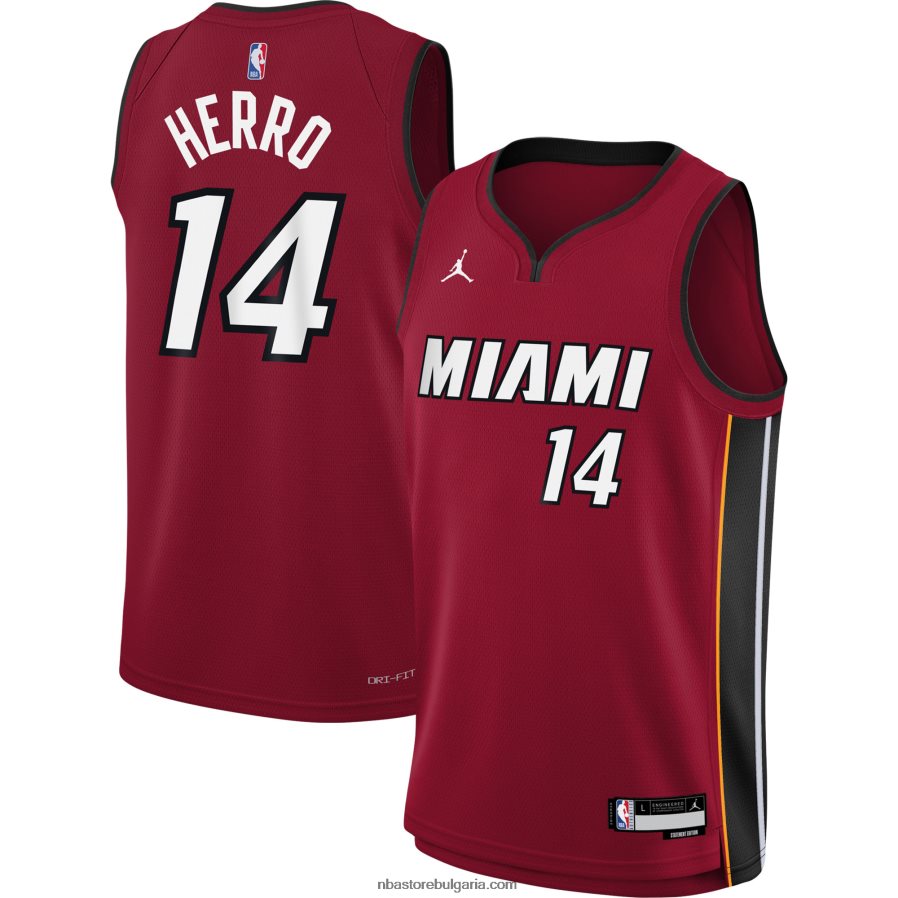 NBA JZ8F0216888 miami heat tyler herro jordan марка червена фланелка swingman