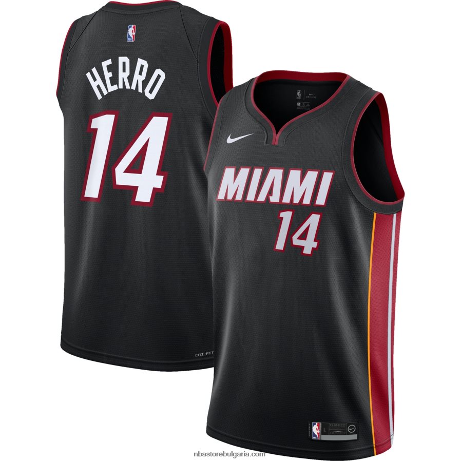 NBA JZ8F0217225 miami heat tyler herro nike черна фланелка swingman
