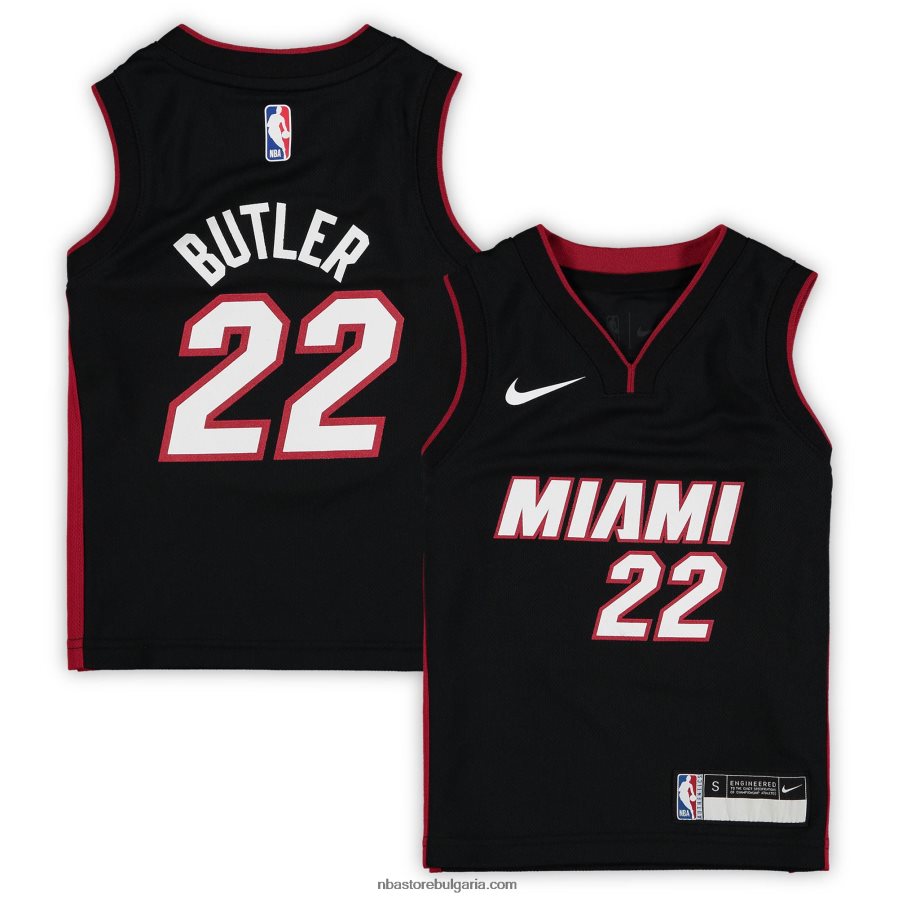 NBA JZ8F0217251 предучилищна възраст Маями Хийт Джими Бътлър Найк черна фланелка