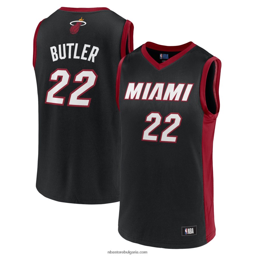 NBA JZ8F0217641 Джими Бътлър черна фланелка на играч на Маями Хит
