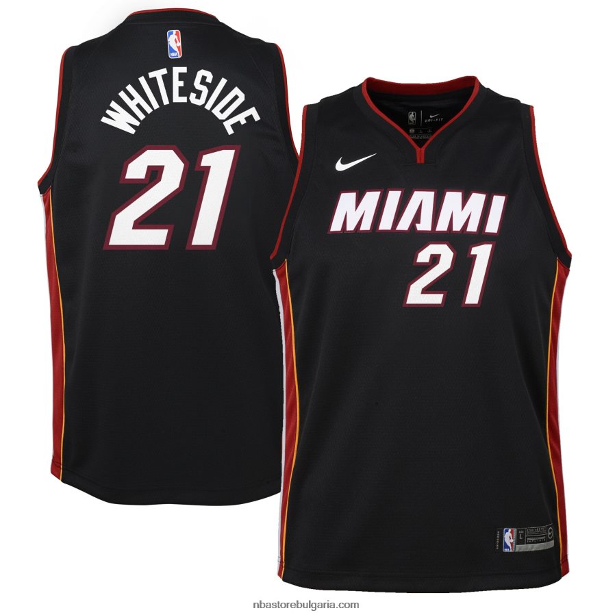 NBA JZ8F0219316 miami heat hassan whiteside nike черна фланелка swingman