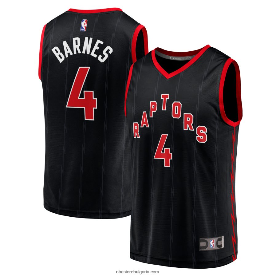 NBA JZ8F0217293 Торонто Раптърс Скоти Барнс черна фланелка на играч за бързо прекъсване