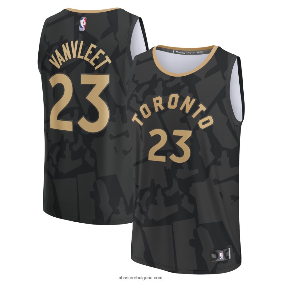 NBA JZ8F0217941 торонто раптърс фред ванвлийт черна фланелка за бърз брейк