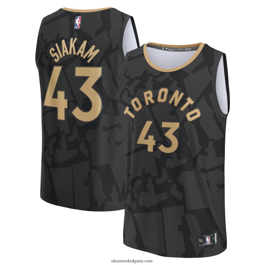 NBA JZ8F0218151 торонто раптърс паскал сиакам черна фланелка за бърз брейк