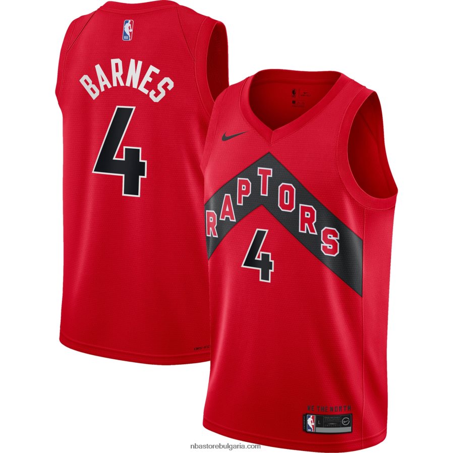NBA JZ8F0218380 Торонто Раптърс Скоти Барнс Nike Red Swingman Джърси