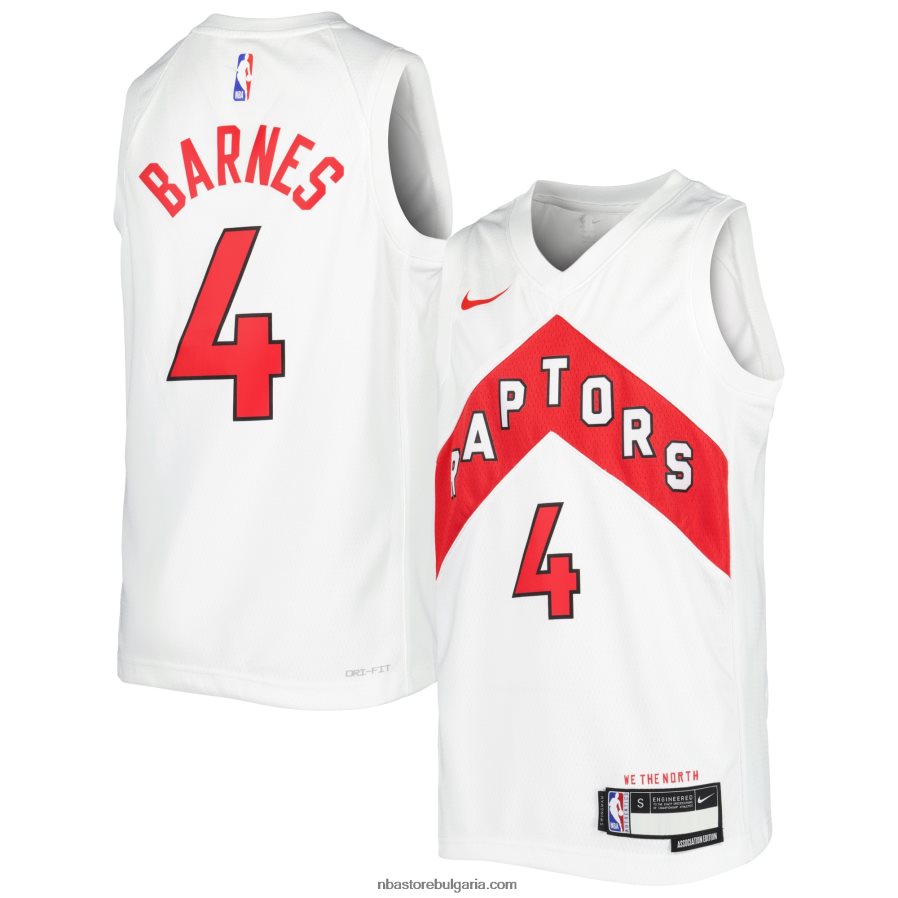 NBA JZ8F0219686 Торонто Раптърс Скоти Барнс nike бяла фланелка на суингмен играч
