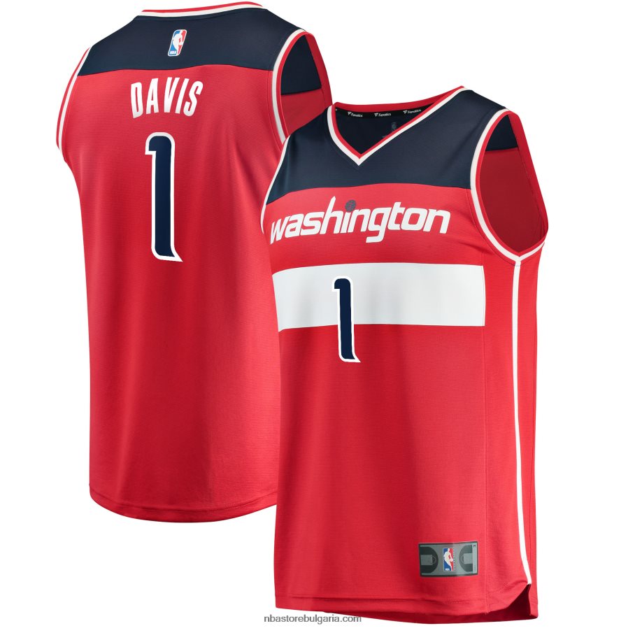 NBA JZ8F0217699 уошингтън уизърдс джони дейвис червен драфт избор на първи рунд бърз брейк реплика на фланелка