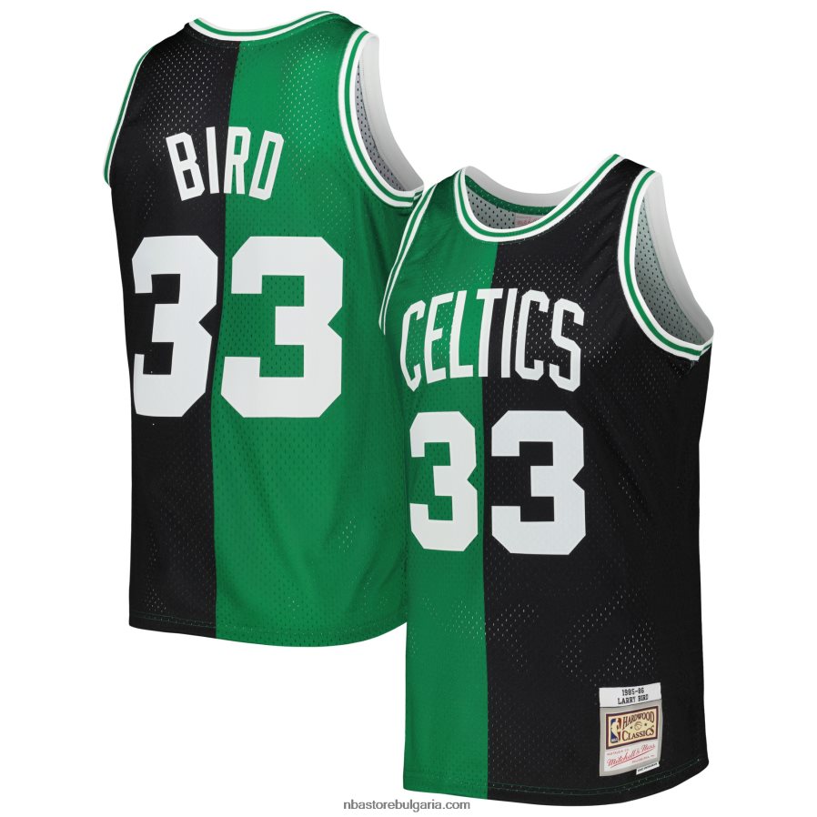 NBA JZ8F02130 boston celtics larry bird mitchell & ness black/kelly green hardwood classics split swingman фланелка
