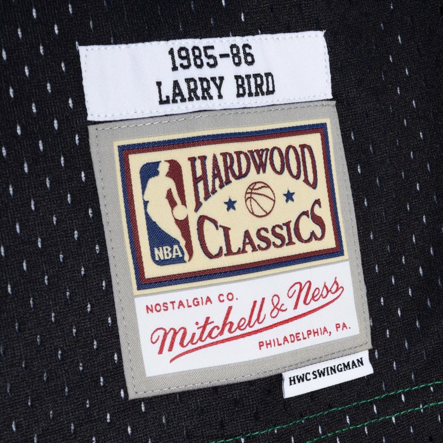 NBA JZ8F02130 boston celtics larry bird mitchell & ness black/kelly green hardwood classics split swingman фланелка