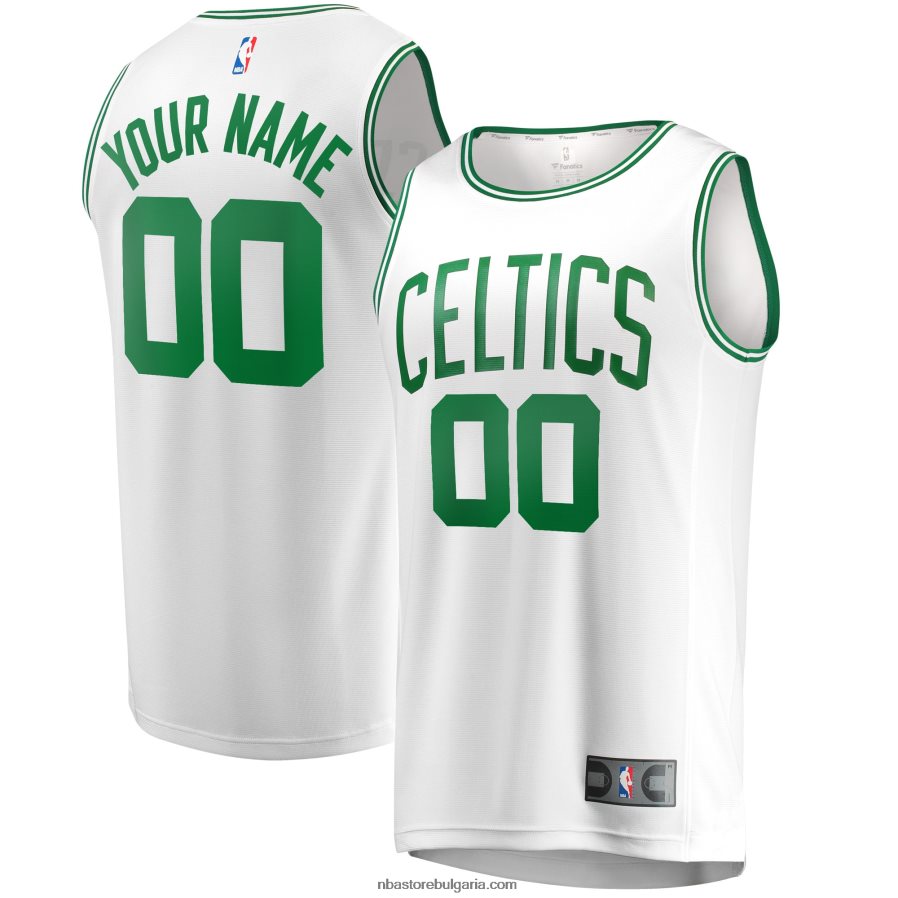 NBA JZ8F02136 Бостън Селтикс бяла реплика за бърз брейк персонализирана фланелка