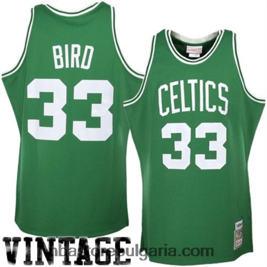 NBA JZ8F021811 Бостън Селтикс Лари Бърд Мичъл и Нес Кели зелена класика от твърда дървесина автентична фланелка